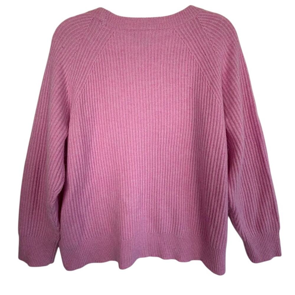 J. Crew Cashmere Relaxed Fit Ribbed Crewneck Sweater Pink Women's Size Medium - Picture 6 of 6
